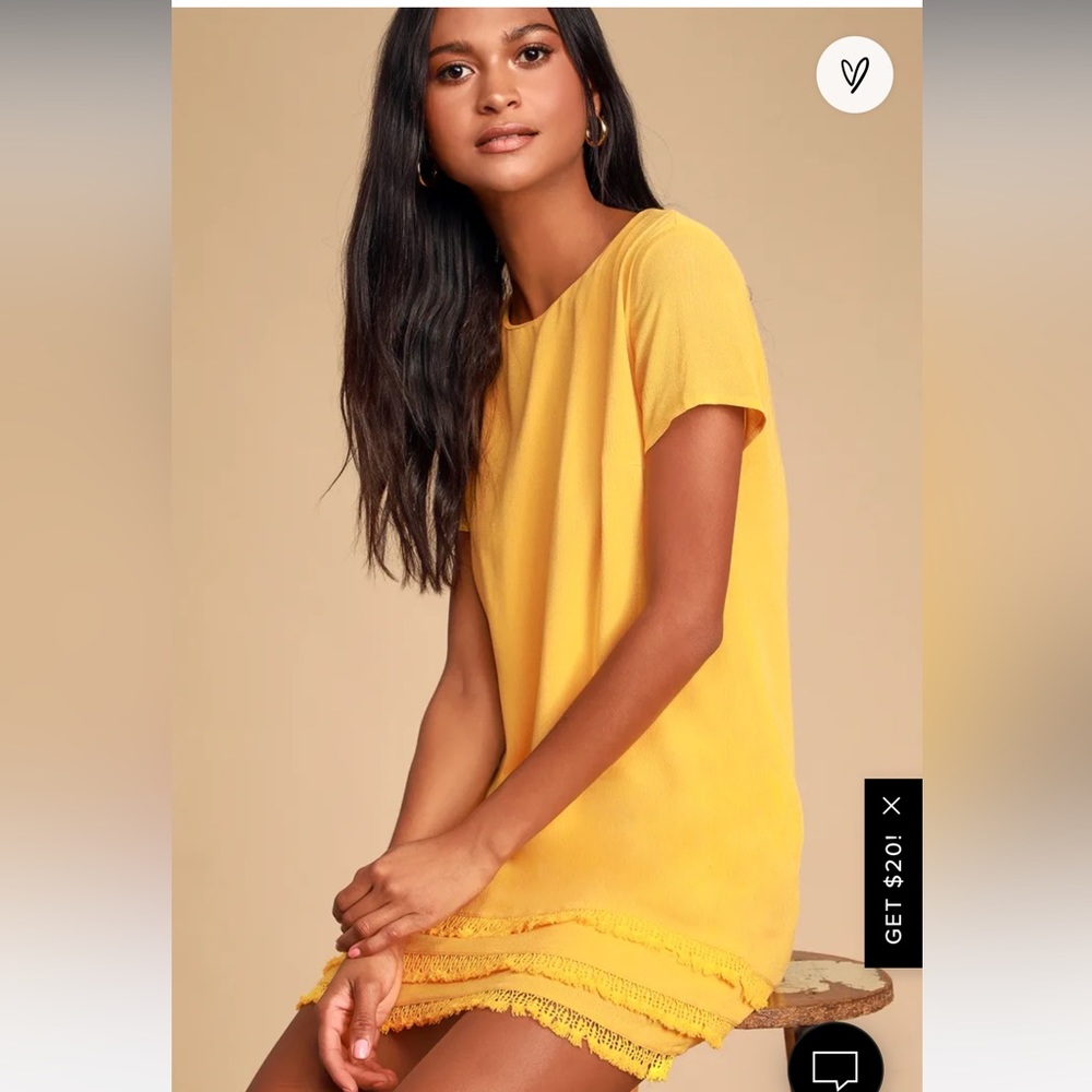 Lulus Buenos Aires Golden Yellow Shift Dress, Size Medium, NWT